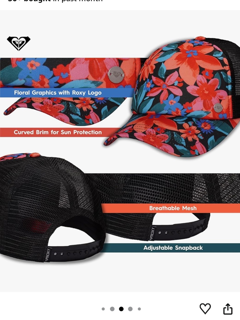 Roxy Women's Water Come Down Trucker hat 🌺💐🌷🌹🌸nwt - Picture 4 of 7